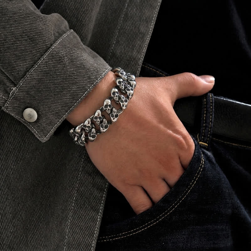 Bracelet cubain à motif tête de mort, style hip-hop, pour homme - image 1