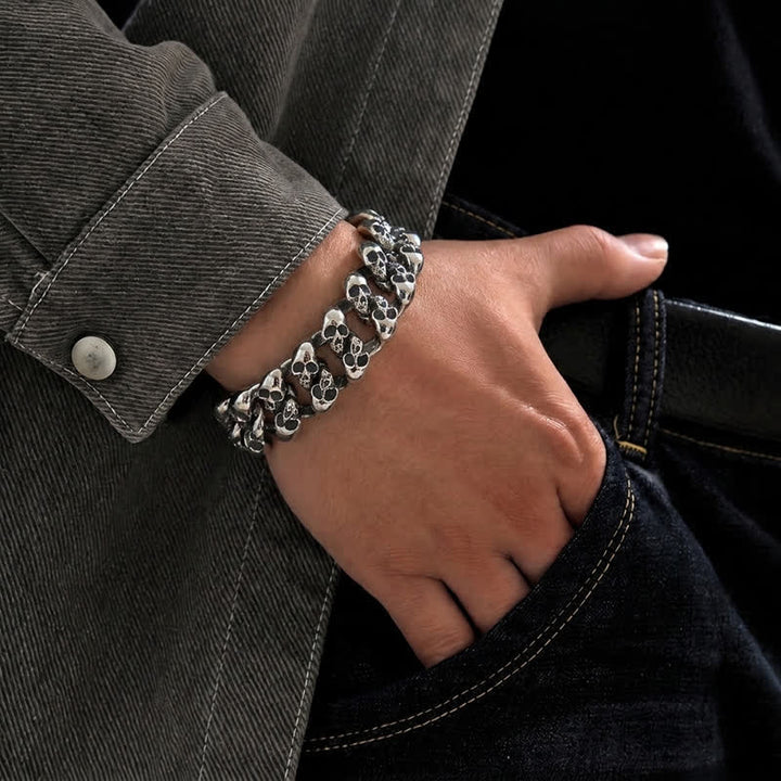 Bracelet cubain à motif tête de mort, style hip-hop, pour homme - image 1