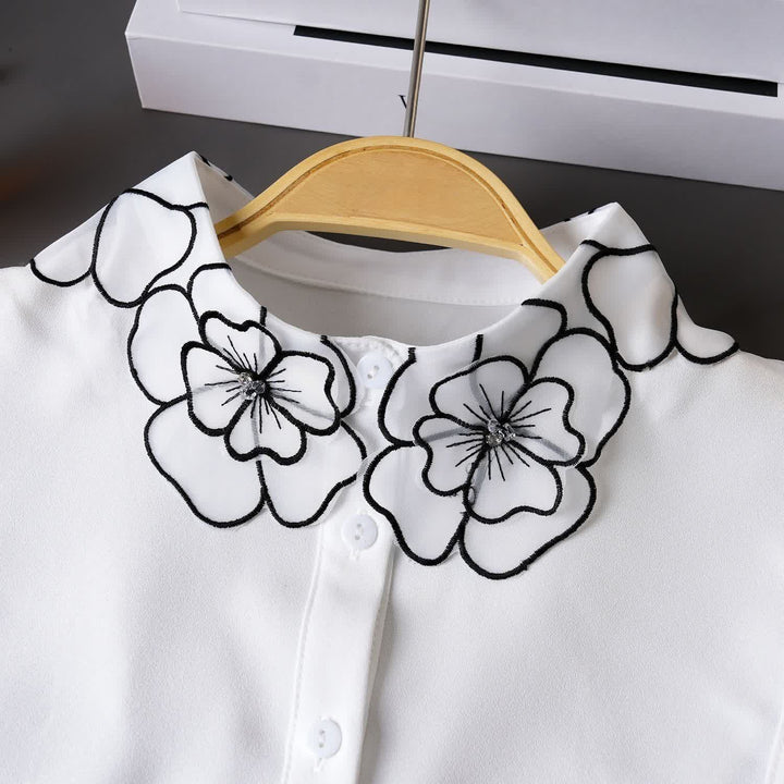Col amovible en organza brodé de fleurs Bloom - image 3