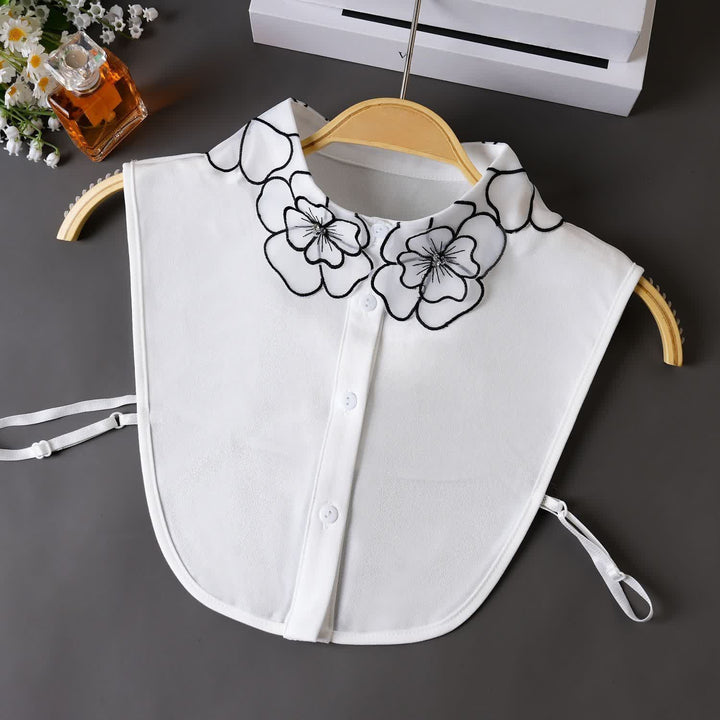 Col amovible en organza brodé de fleurs Bloom - Blanc - Taille unique - image 1