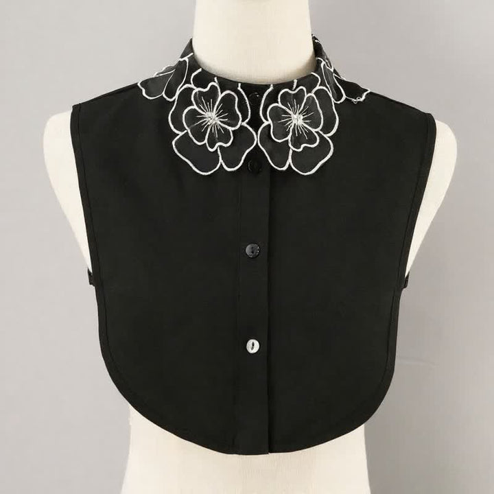 Col amovible en organza brodé de fleurs Bloom - Noir - Taille unique - image 6