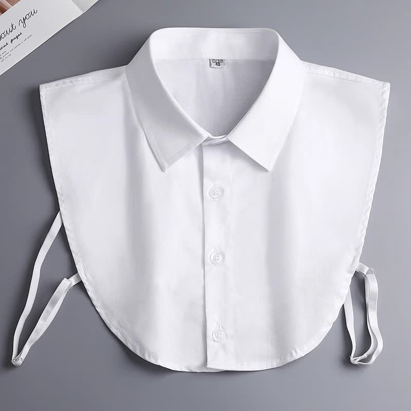 Col amovible en coton uni, style classique unisexe - Blanc - 3XL - image 2