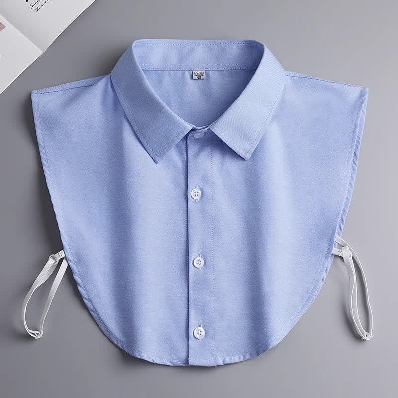 Col amovible en coton uni, style classique unisexe - Bleu ciel - 3XL - image 15