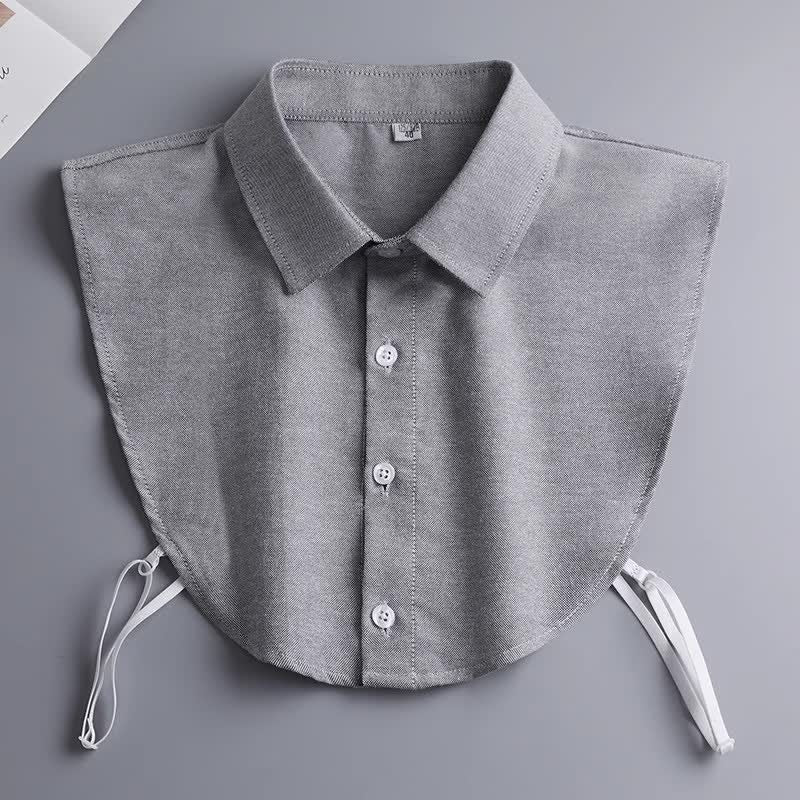 Col amovible en coton uni, style classique unisexe - Gris - 3XL - image 4