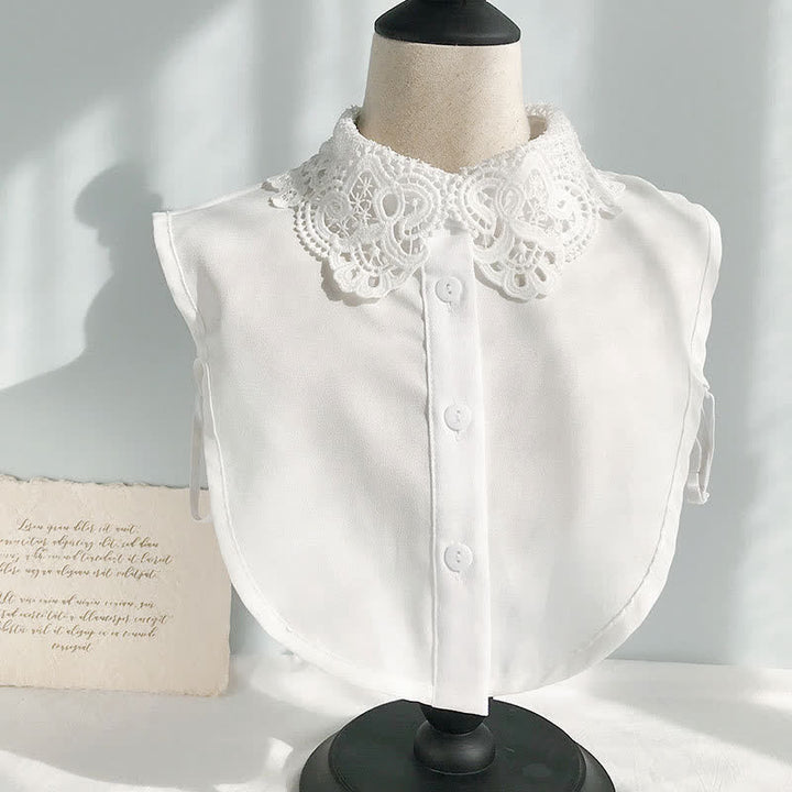 Col amovible en mousseline douce et dentelle au crochet pour femme - Style n° 2 - Blanc - Taille unique - image 7