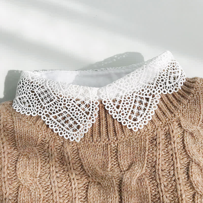 Col amovible en mousseline douce et dentelle au crochet pour femme - image 2