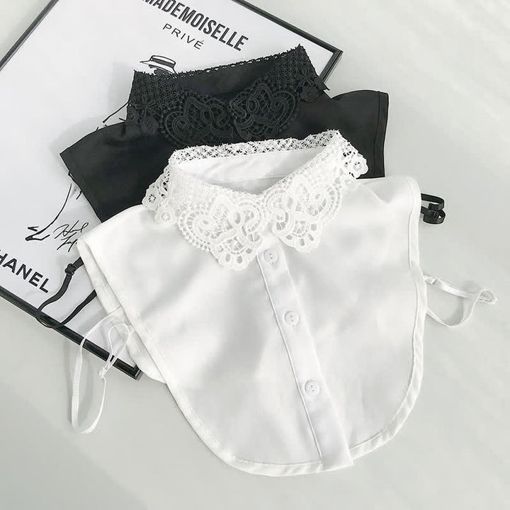 Col amovible en mousseline douce et dentelle au crochet pour femme - image 5