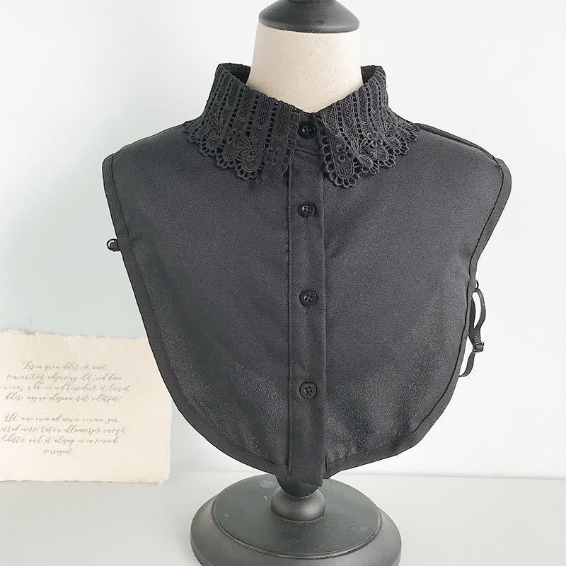 Col amovible en mousseline douce et dentelle au crochet pour femme - Style n° 3 - Noir - Taille unique - image 10