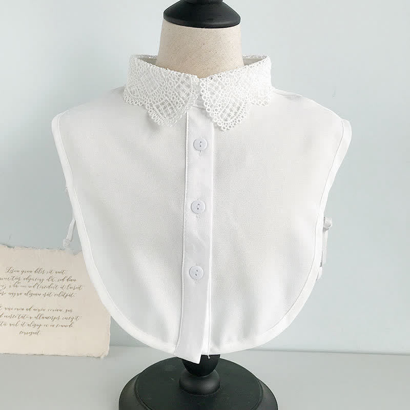 Col amovible en mousseline douce et dentelle au crochet pour femme - Style n° 1 - Blanc - Taille unique - image 1