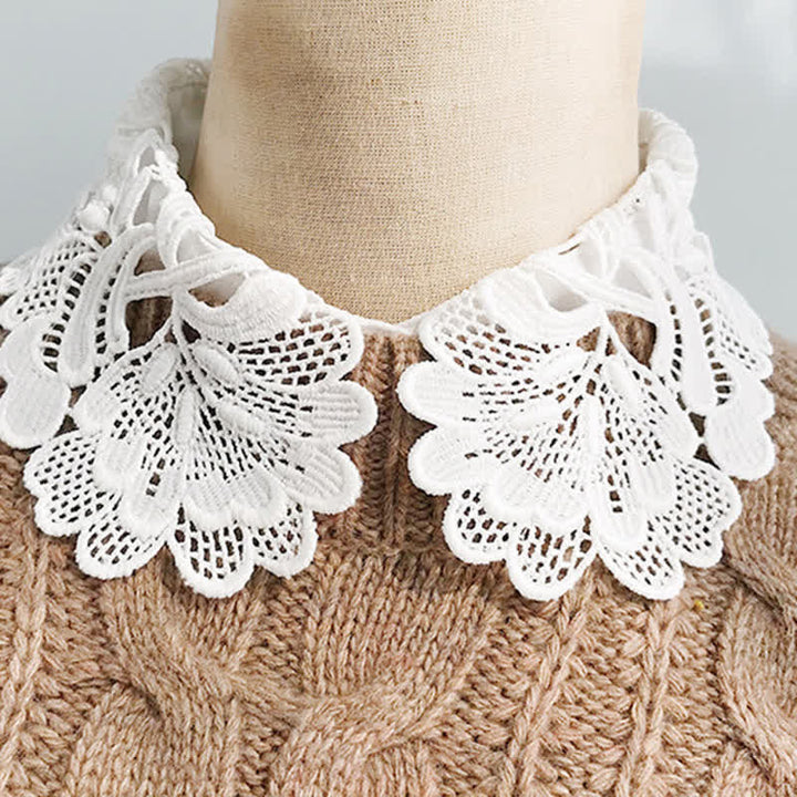 Col amovible en mousseline douce et dentelle au crochet pour femme - image 13