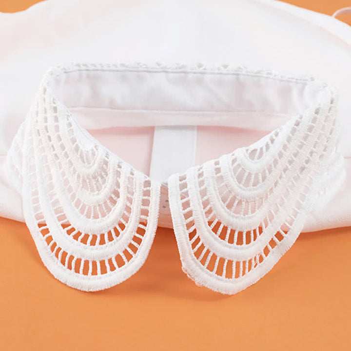 Col rond amovible élégant en dentelle crochetée ajourée pour femme - image 3
