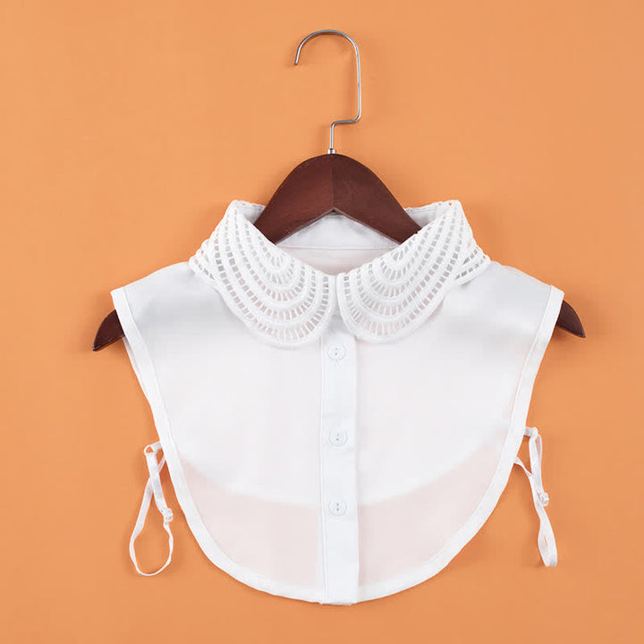 Col rond amovible élégant en dentelle crochetée ajourée pour femme - Blanc - Taille unique - image 1