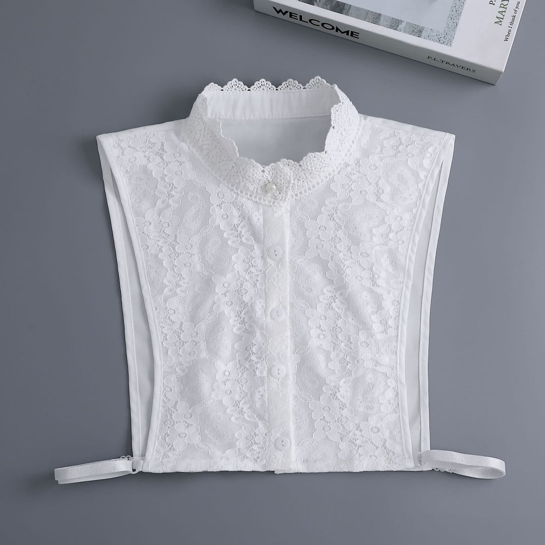 Col montant amovible en dentelle florale victorienne pour femme - Blanc - Taille unique - image 2