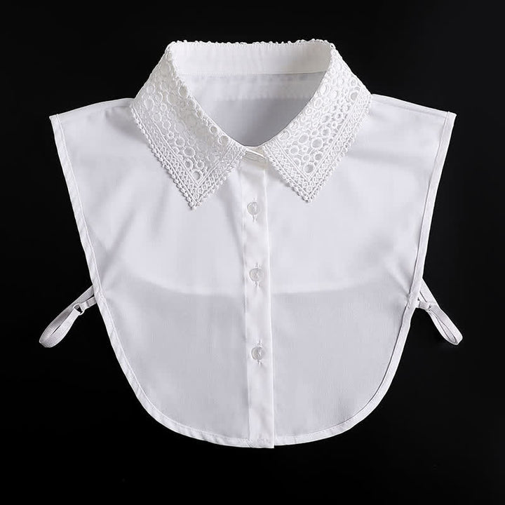 Superposition classique en dentelle à œillets, accessoire preppy à superposer, faux col - Blanc - Taille unique - image 2