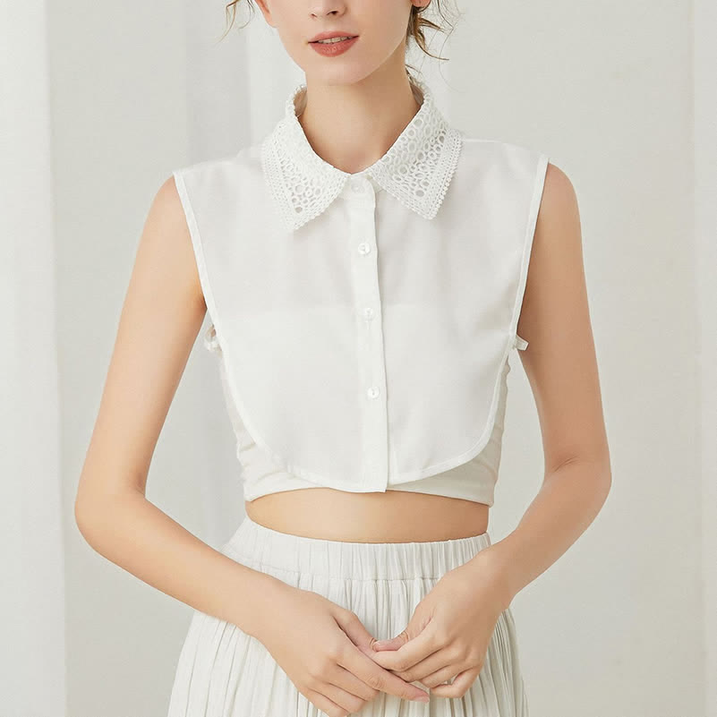 Superposition classique en dentelle à œillets, accessoire preppy à superposer, faux col - image 4