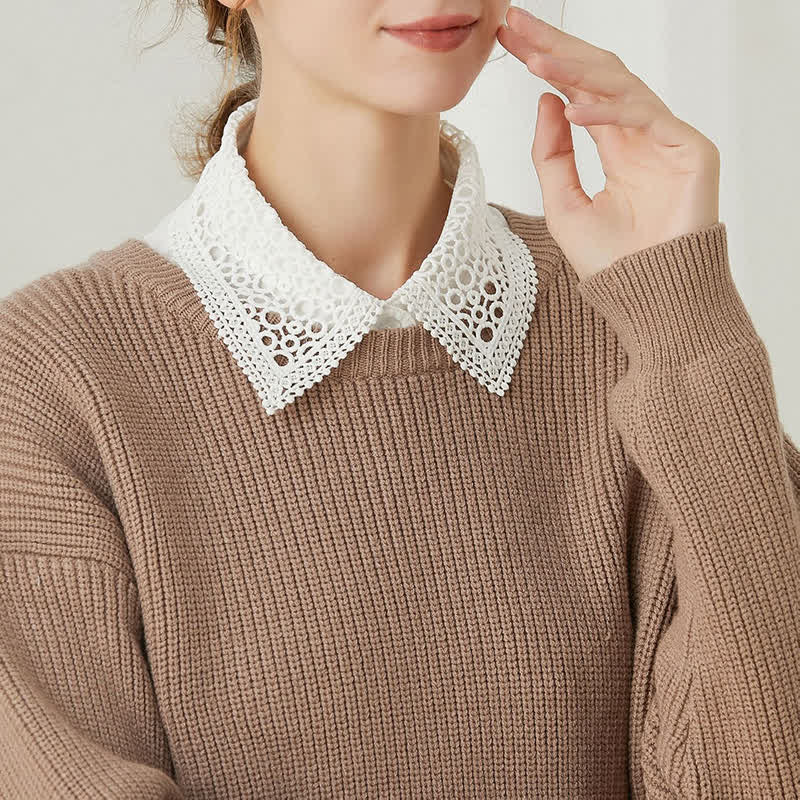 Superposition classique en dentelle à œillets, accessoire preppy à superposer, faux col - image 0