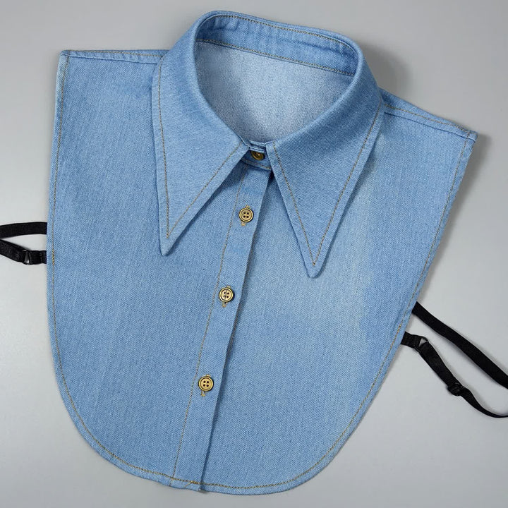 Col pointu amovible en denim classique - Bleu ciel - Taille unique - image 5