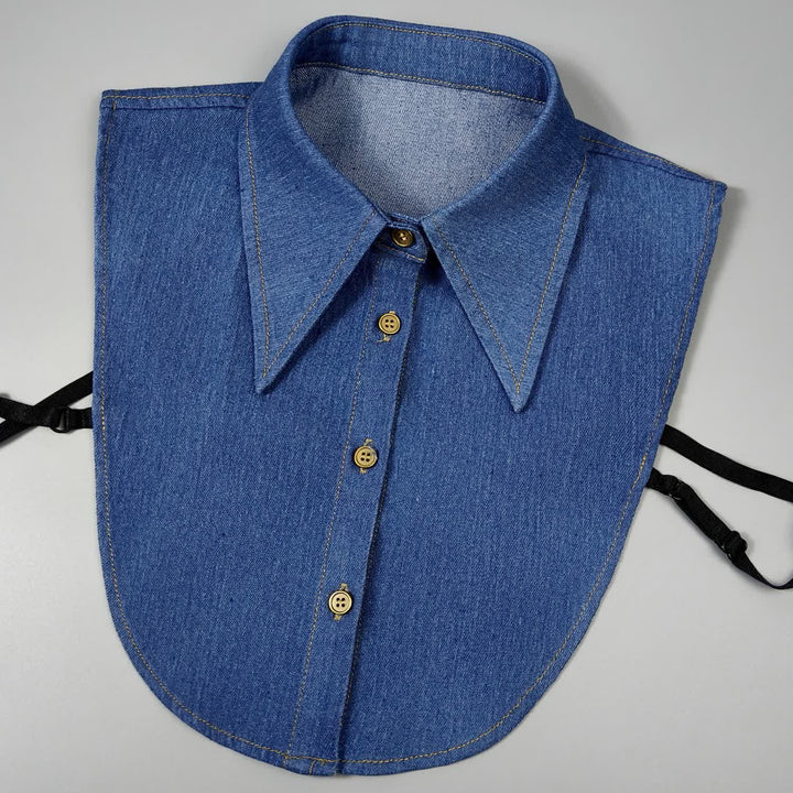 Col pointu amovible en denim classique - Marine - Taille unique - image 6