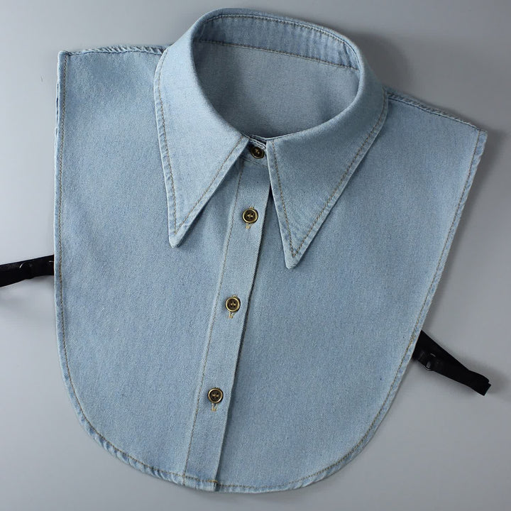 Col pointu amovible en denim classique - Bleu clair - Taille unique - image 1