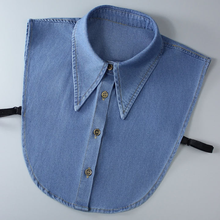 Col pointu amovible en denim classique - Bleu royal - Taille unique - image 3