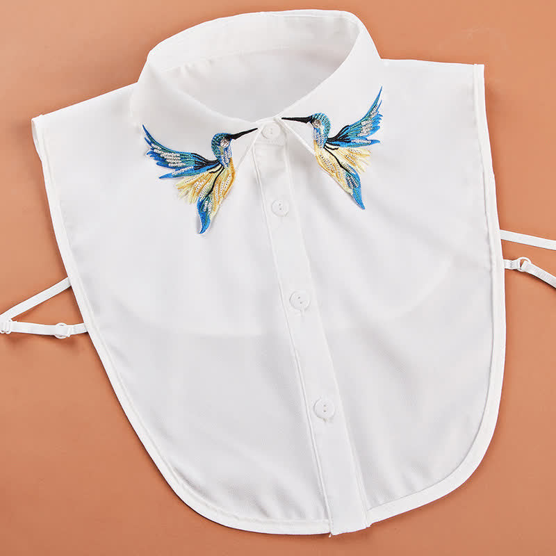Faux col brodé colibri coloré pour femme - image 2
