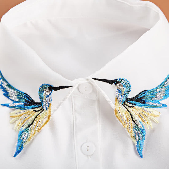 Faux col brodé colibri coloré pour femme - image 5
