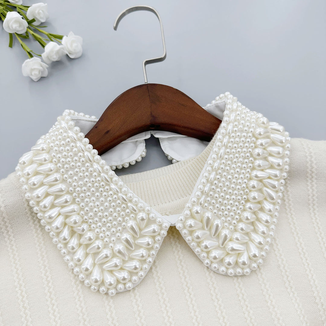 Col amovible brillant à perles pour femme - Blanc - Taille unique - image 4