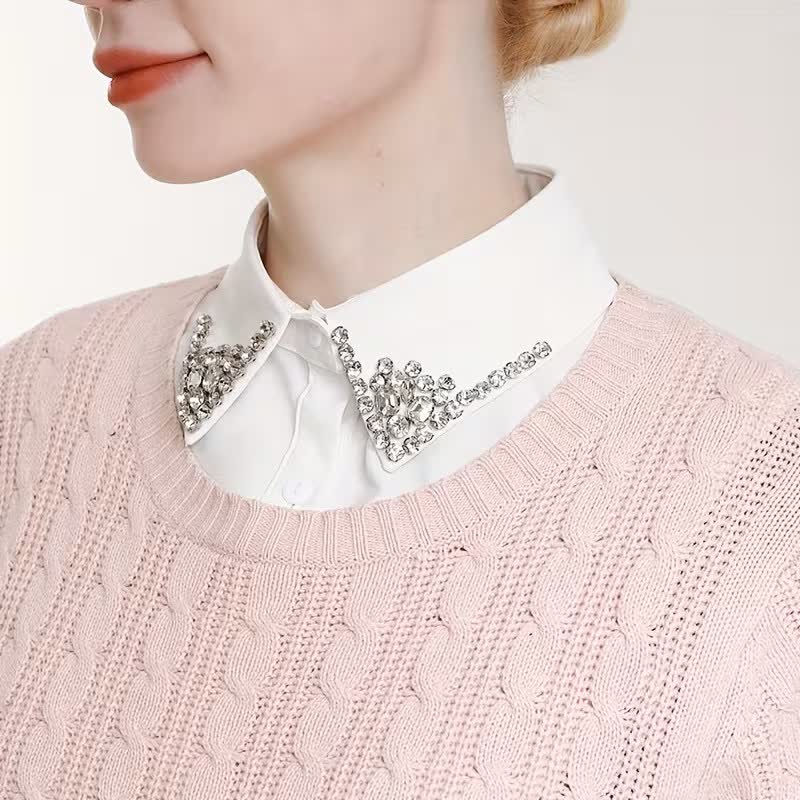 Col amovible chic orné de strass pour femme - image 0