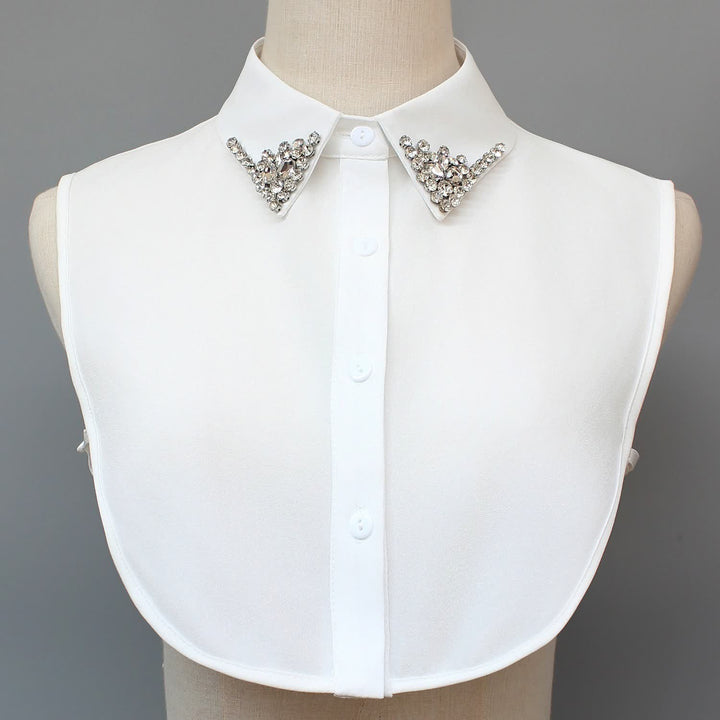 Col amovible chic orné de strass pour femme - Blanc - Taille unique - image 1