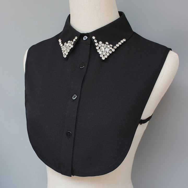 Col amovible chic orné de strass pour femme - Noir - Taille unique - image 3