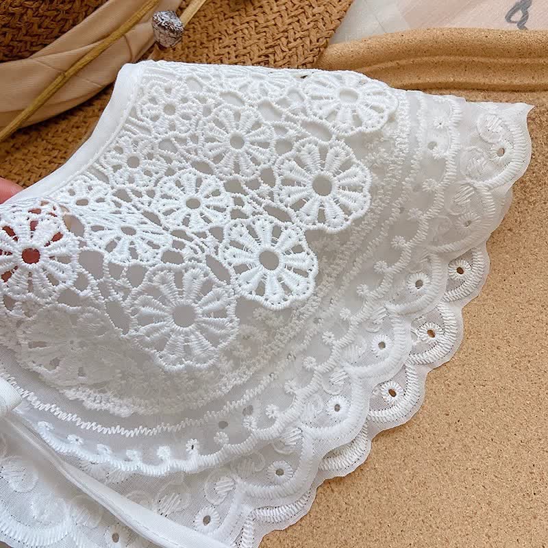 Capelette blanche en dentelle au crochet pour femme, faux col amovible - image 4