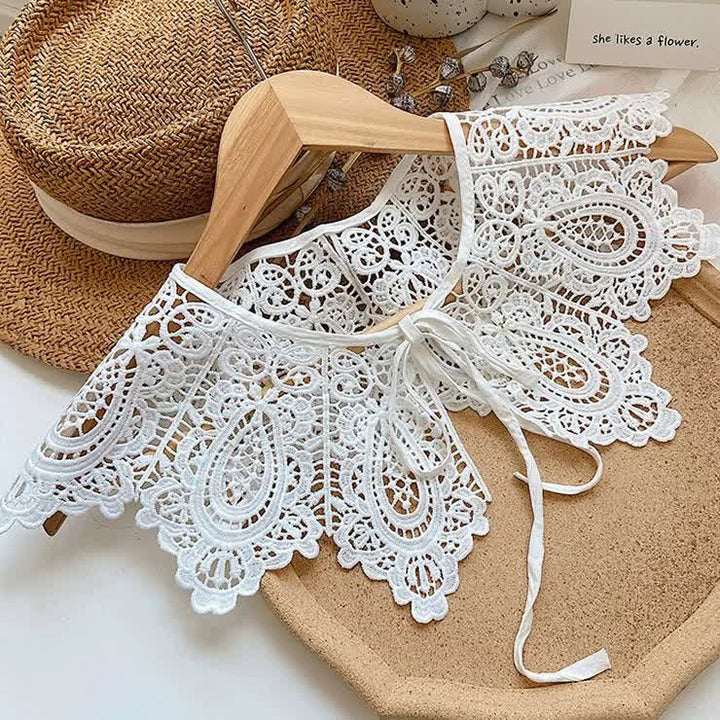 Capelette blanche en dentelle au crochet pour femme, faux col amovible - Style n° 1 - Taille unique - image 1
