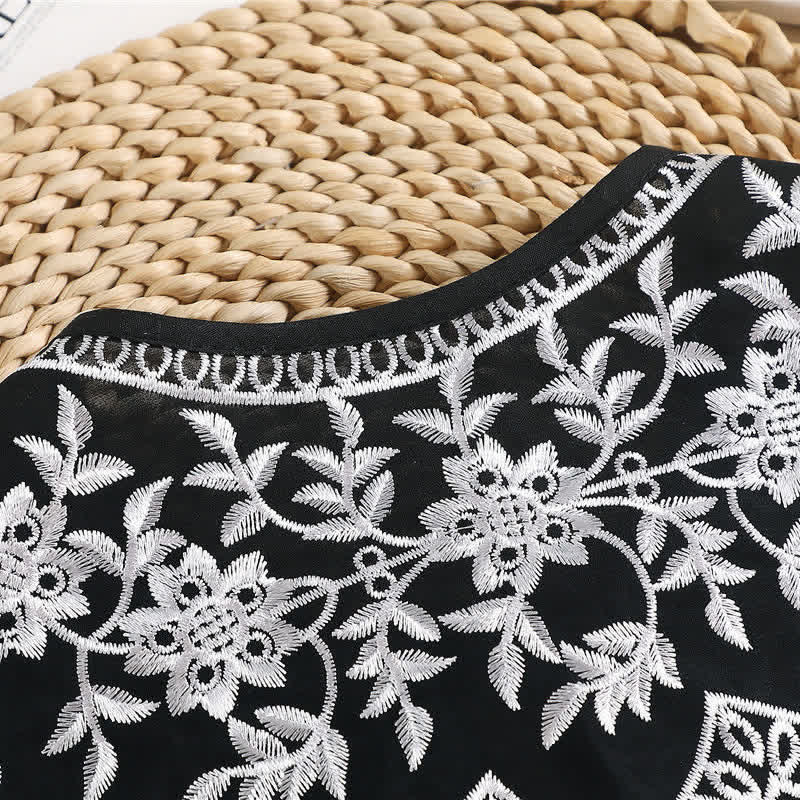 Cape châle vintage à broderies florales pour femme, avec faux col. - image 4