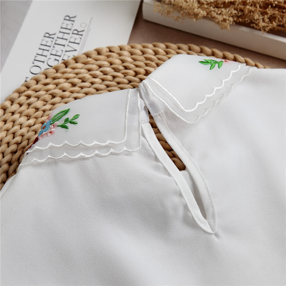 Col double épaisseur brodé de fleurs colorées pour femme - image 4