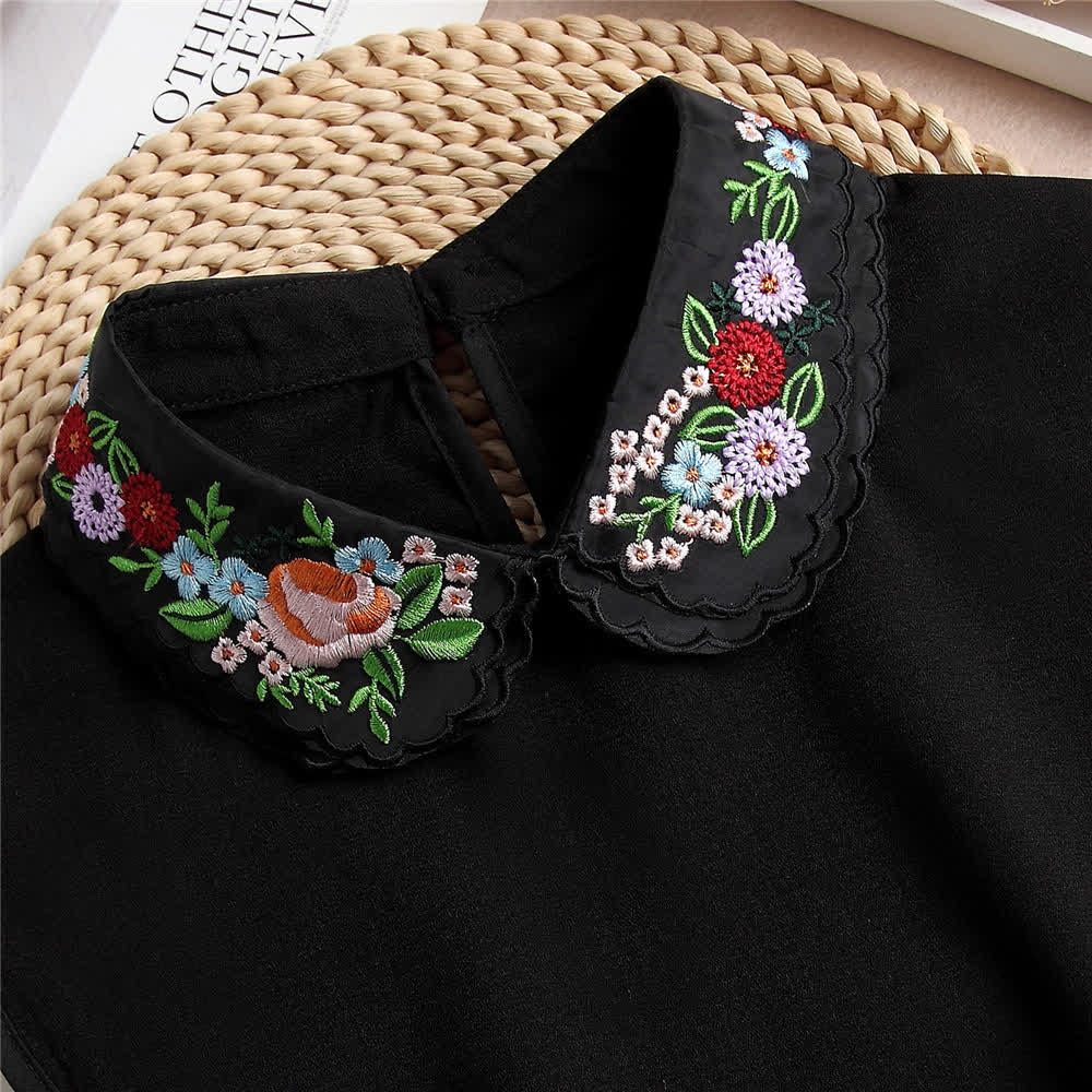 Col double épaisseur brodé de fleurs colorées pour femme - image 8