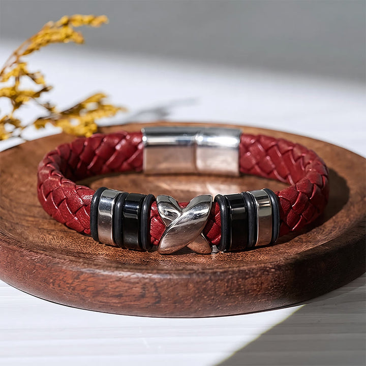 Bracelet vintage en cuir et perles d'alliage multi-styles - Style n° 1 - Rouge / Noir - 7,87-8,86 po / 200-225 mm - image 13
