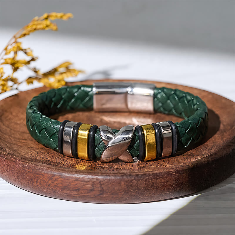 Bracelet vintage en cuir et perles d'alliage multi-styles - Style n° 1 - Vert / Or - 7,87-8,86 po / 200-225 mm - image 17