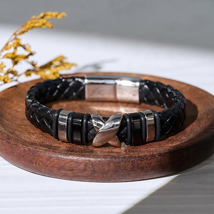 Bracelet vintage en cuir et perles d'alliage multi-styles - Style n° 1 - Noir / Noir - 7,87-8,86 po / 200-225 mm - image 9