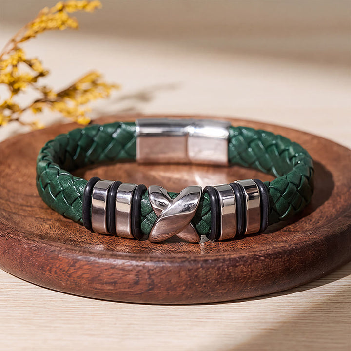 Bracelet vintage en cuir et perles d'alliage multi-styles - Style n° 1 - Vert / Noir - 7,87-8,86 po / 200-225 mm - image 16