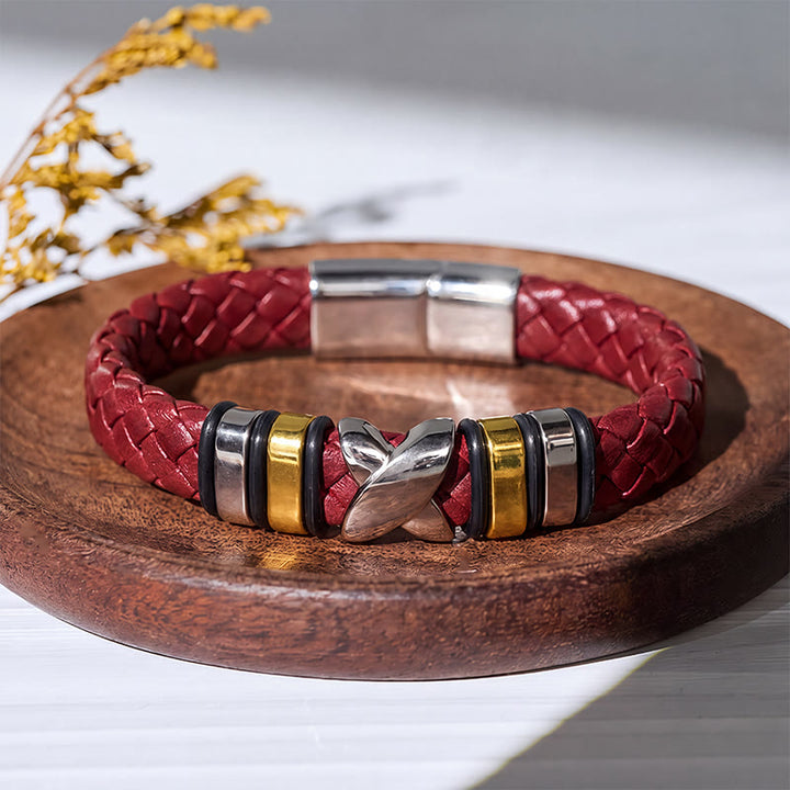 Bracelet vintage en cuir et perles d'alliage multi-styles - Style n° 1 - Rouge/Or - 7,87-8,86 po / 200-225 mm - image 11