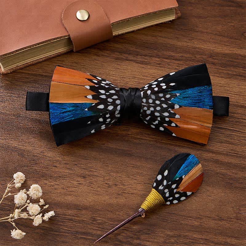 Nœud papillon à pois orange et bleu Savanna Spots avec épingle à revers - Orange et bleu - image 2