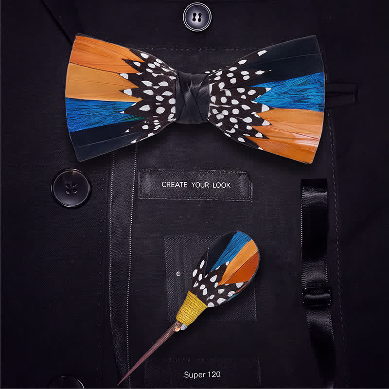 Nœud papillon à pois orange et bleu Savanna Spots avec épingle à revers - image 5