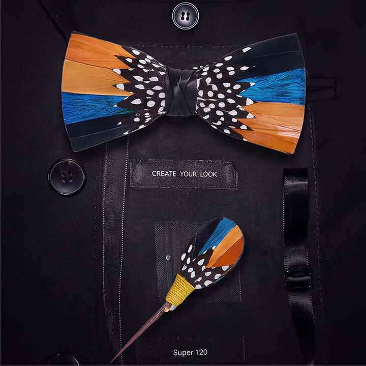 Nœud papillon à pois orange et bleu Savanna Spots avec épingle à revers - image 5