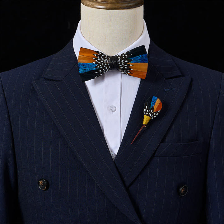 Nœud papillon à pois orange et bleu Savanna Spots avec épingle à revers - image 1