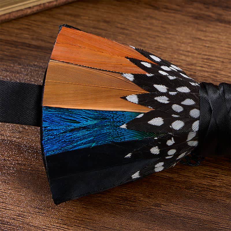 Nœud papillon à pois orange et bleu Savanna Spots avec épingle à revers - image 3