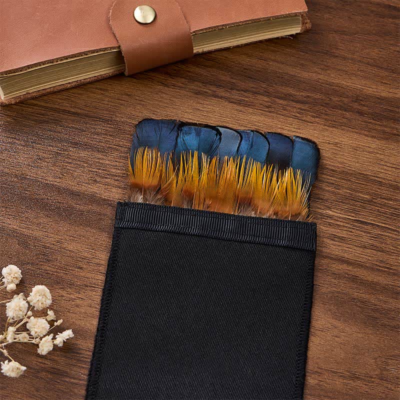 Pochette de costume en plumes bleu sarcelle paon et jaune doré - image 1