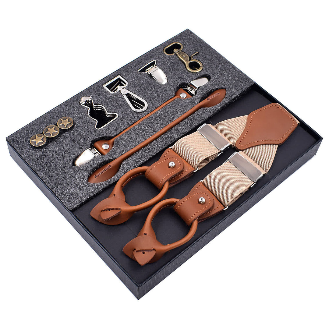 Ensemble de 8 bretelles réglables à boucle combinables, de couleur unie - Beige - image 1