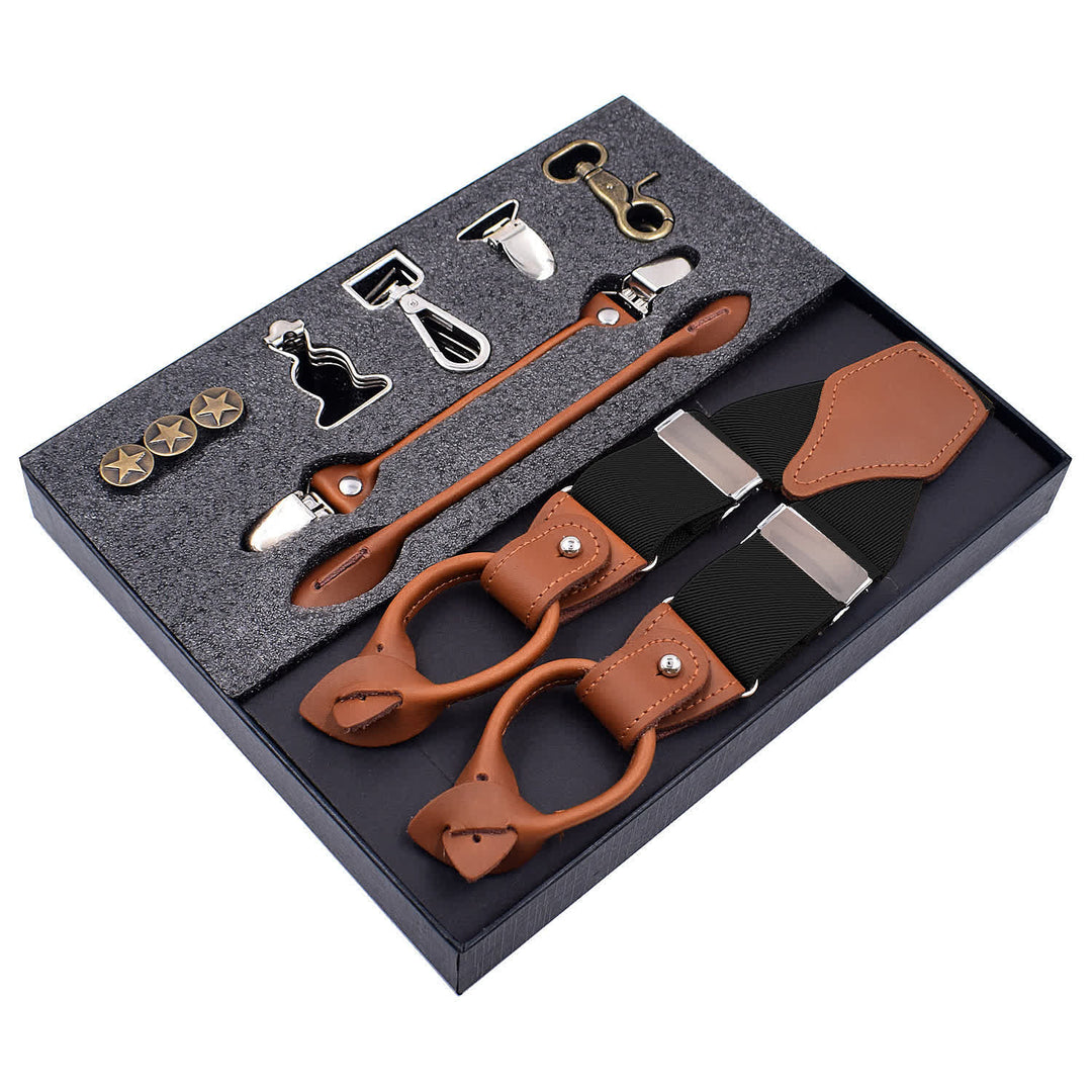 Ensemble de 8 bretelles réglables à boucle combinables, de couleur unie - Noir - image 0