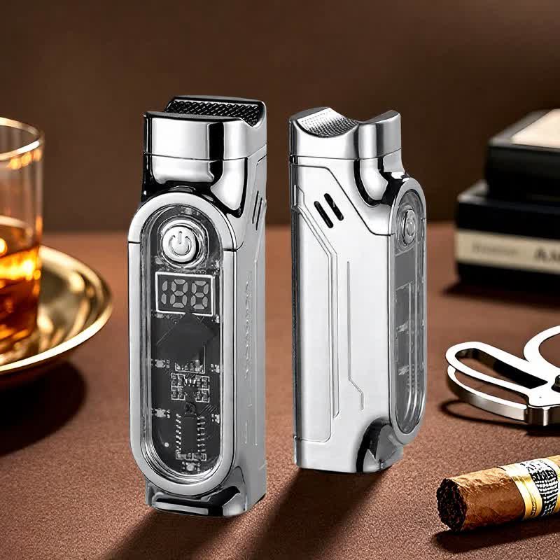 Briquet à cigares à triple jet avec affichage numérique de la puissance et emporte-pièce. - Argent - image 17
