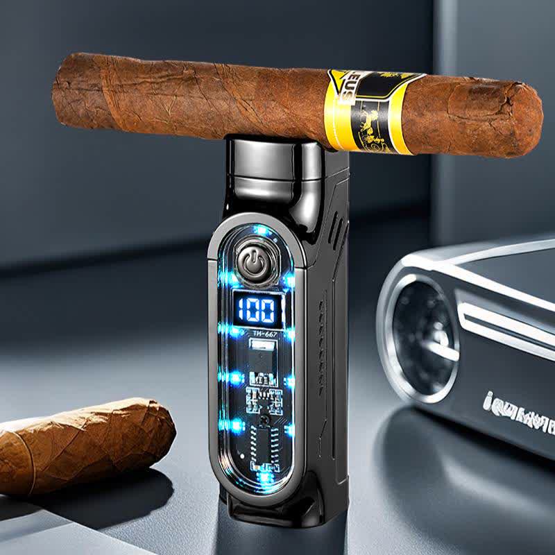 Briquet à cigares à triple jet avec affichage numérique de la puissance et emporte-pièce. - image 4
